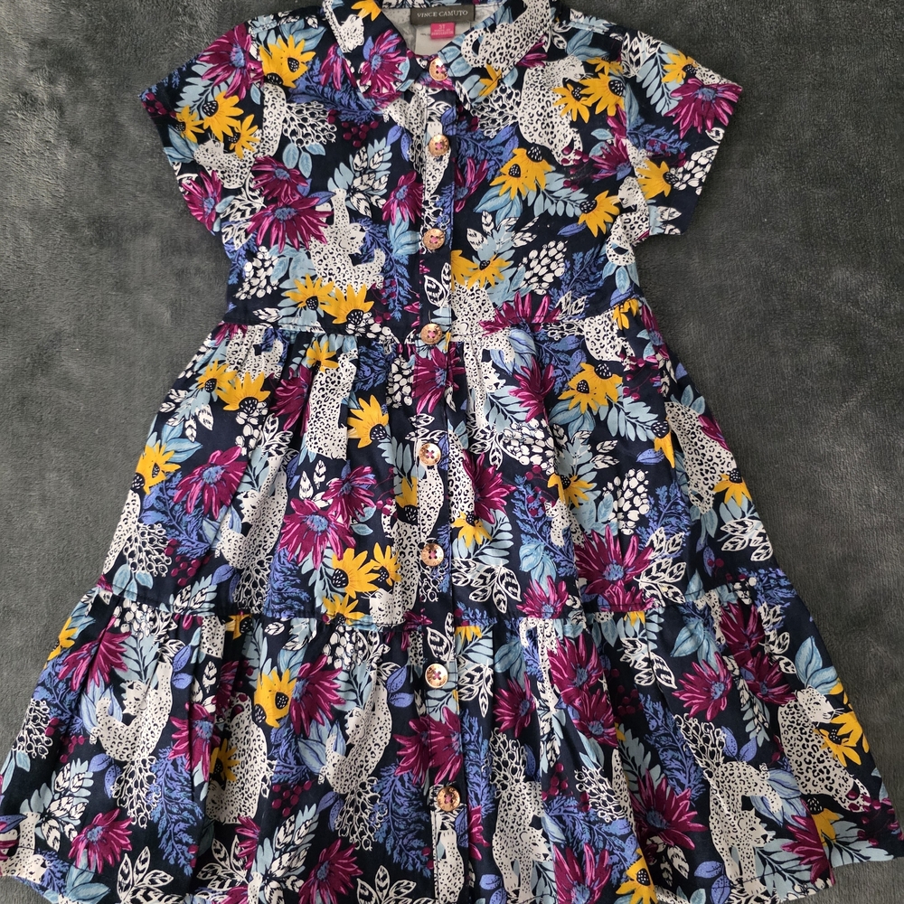 Floral Kids Dress with Button Detail